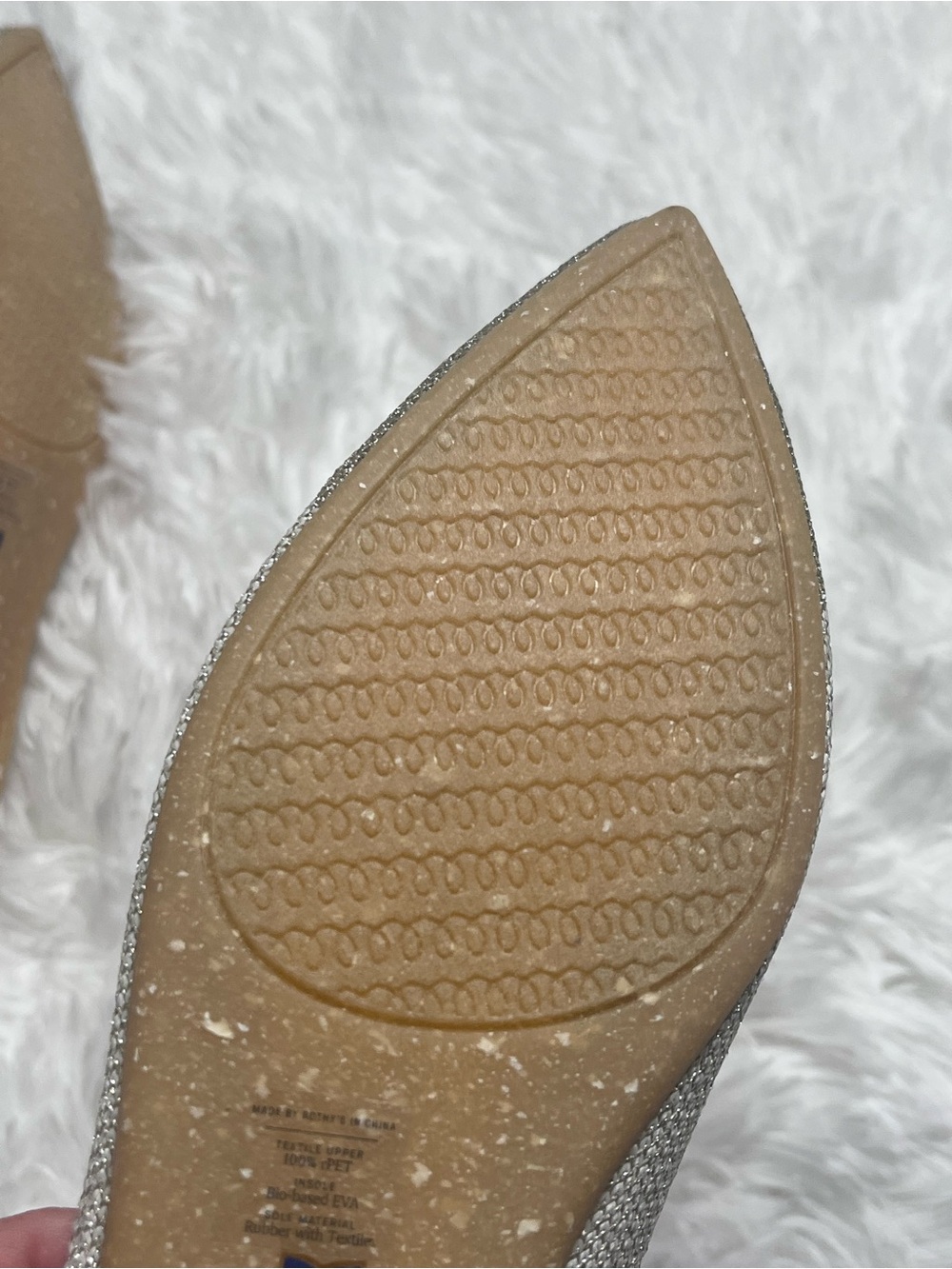 Rothy's Pointed Knit Flat in Metallic Silver - Picture 10 of 13